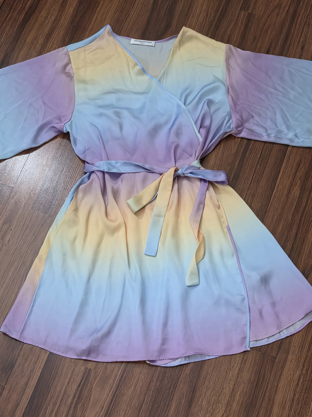 Amanda Uprichard Pastel Ombre Wrap Robe in Lavender, Blue & Yellow